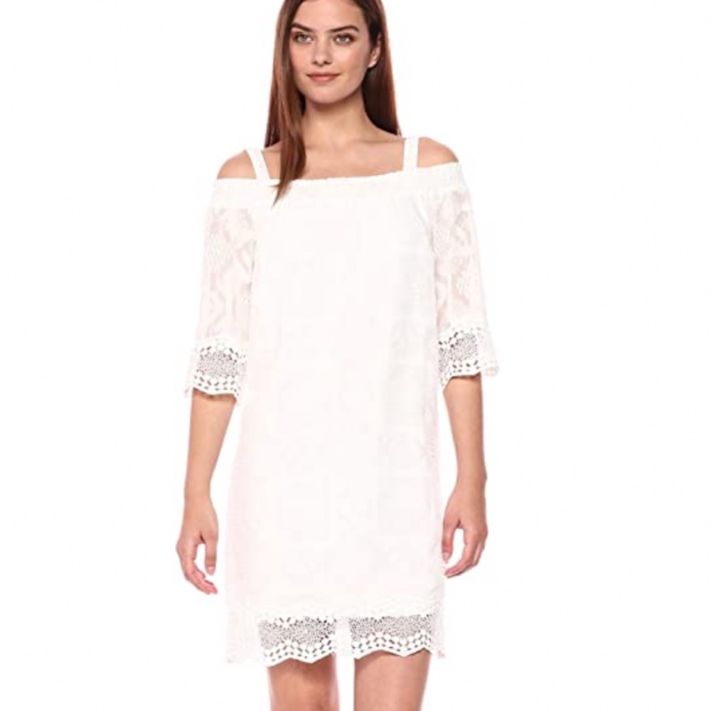 Tribal Women's Off The Shoulder Lace Dress White